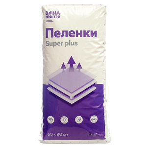 Купить: Bona Mente Super Plus 5 шт пеленки впитывающие 60 см x 90 см
