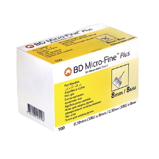 Купить Микро-Файн Плюс 30 G 0,3 x 8 мм 100 шт иглы