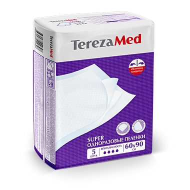 Купить TerezaMed  Super 60 см x 90 см 5 шт пеленки одноразовые впитывающие