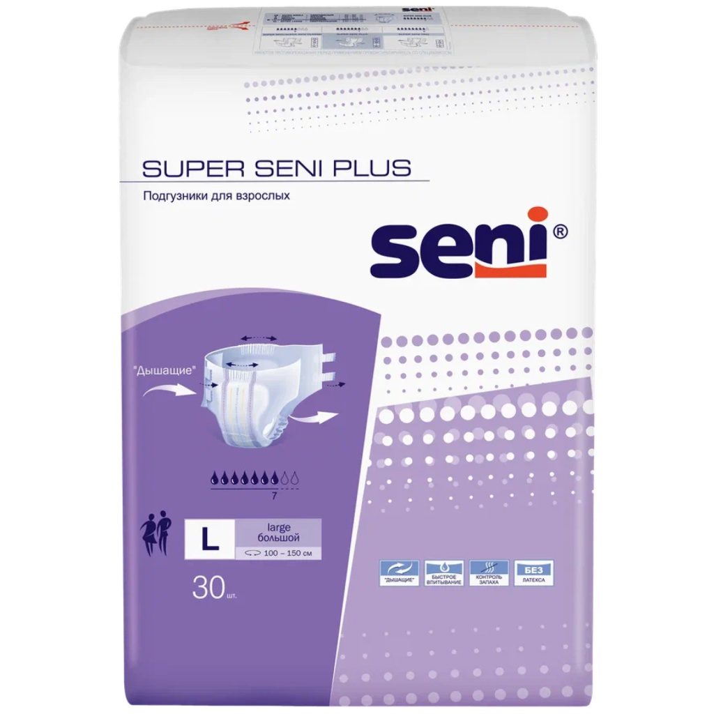 Купить Seni Super Plus подгузники 30 шт размер L 7 капель