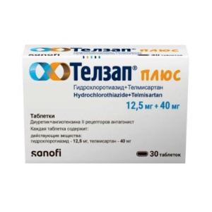 Купить: Телзап Плюс 12,5 мг + 40 мг 30 шт таблетки
