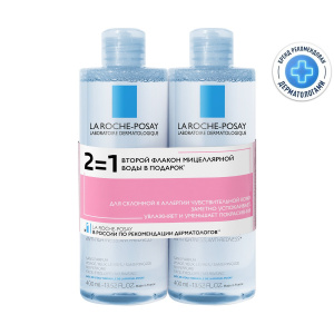 Купить: La Roche-Posay Toleriane 400 мл 2 шт мицеллярная вода для чувствительной и склонной к аллергии кожи лица и глаз