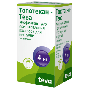 Купить: Топотекан-Тева 4 мг 5 мл 1 шт лиофилизат для приготовления раствора для инфузий флакон
