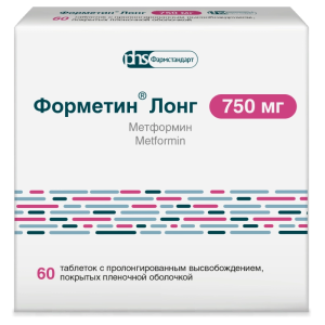 Купить: Форметин-Лонг 750 мг 60 шт таблетки с пролонгированным высвобождением покрытые пленочной оболочкой