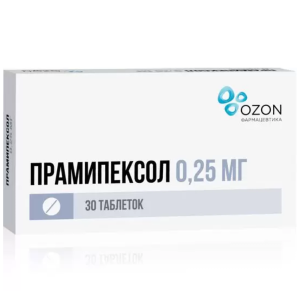 Купить: Прамипексол 0,25 мг 30 шт таблетки