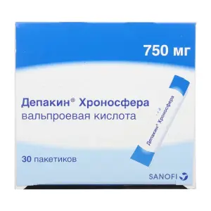 Купить Депакин Хроносфера 750 мг 30 шт гранулы с пролонгированным высвобождением пакет