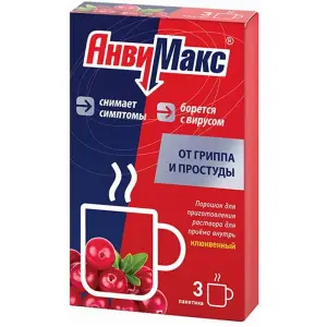 Купить АнвиМакс 5 г 3 шт порошок для приготовления раствора для приема внутрь клюква