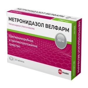 Купить: Метронидазол 250 мг 20 шт таблетки