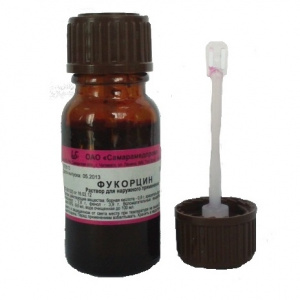 Купить: Фукорцин 10 мл раствор для наружного применения с крышкой-помазком