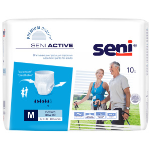 Купить: Seni Active 10 шт подгузники-трусы размер M 6 капель