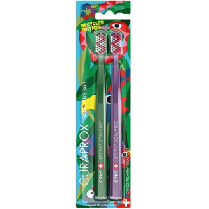 Купить: Curaprox Ultrasoft Duo Recycled 2024 2 шт лимитированный набор ультрамягких зубных щеток