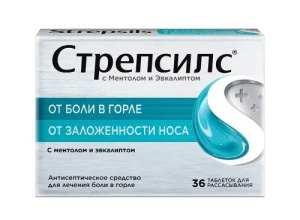 Купить: Стрепсилс 36 шт таблетки для рассасывания ментол-эвкалипт