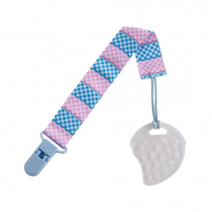 Купить: Roxy Kids прорезыватель для зубов на держателе голубой-розовый клеточка