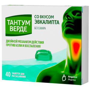 Купить: Тантум Верде 40 шт таблетки для рассасывания эвкалипт