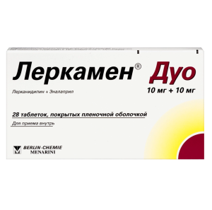 Купить: Леркамен Дуо 10 мг + 10 мг 28 шт таблетки покрытые пленочной оболочкой