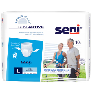 Купить: Seni Active 10 шт подгузники-трусы размер L 6 капель