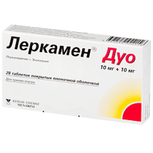 Купить: Леркамен Дуо 10 мг + 10 мг 28 шт таблетки покрытые пленочной оболочкой