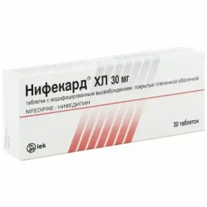 Купить Нифекард ХЛ 30 мг 30 шт  таблетки с пролонгированным высвобождением покрытые пленочной оболочкой