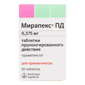 Купить Мирапекс ПД 0,375 мг 10 шт таблетки с пролонгированным высвобождением