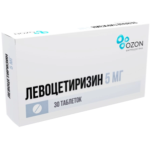 Купить: Левоцетиризин 5 мг 30 шт таблетки покрытые пленочной оболочкой