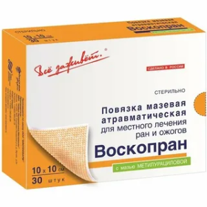 Купить: Воскопран 10 см x 10 см 30 шт повязка с мазью левометил