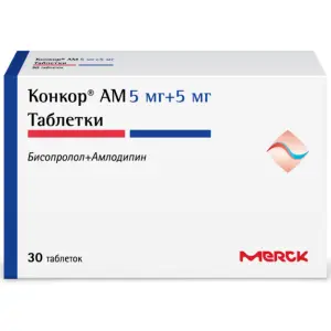 Купить Конкор АМ 5 мг + 5 мг 30 шт таблетки