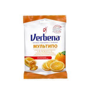 Купить: Вербена мультипо 60 г карамель леденцовая с начинкой со вкусом апельсина