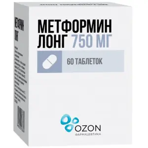 Купить Метформин-Лонг 750 мг 60 шт таблетки с пролонгированным высвобождением