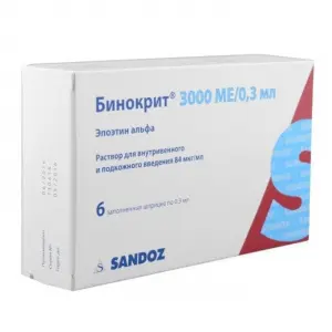Купить Бинокрит р-р д/в/в и п/к введ 3000МЕ/0,3мл шпр №6