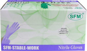 Купить: SFM 100 шт перчатки нитриловые смотровые нестерильные неопудренные фиолетово-голубые размер S 