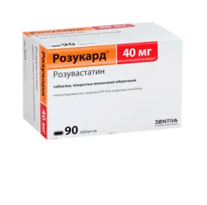 Купить Розукард 40 мг 90 шт таблетки покрытые пленочной оболочкой