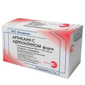 Купить Артикаин с Адреналином Форте р-р д/ин (40мг+0,01мг)/мл 1,7мл №50