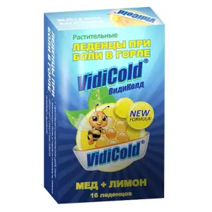 Купить Видиколд 2,5 г 16 шт леденцы мёд и лимон