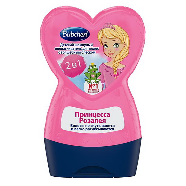 Купить Bubchen 230 мл шампунь детский и ополаскиватель для волос с волшебным блеском 2в1 принцесса Розалея