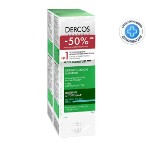 Купить: Vichy Dercos 200 мл 2 шт шампунь-уход против перхоти для нормальных и жирных волос интенсивный