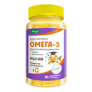 Купить: Бэби Формула Омега-3 Рыбки 30 шт пастилки жевательные для детей