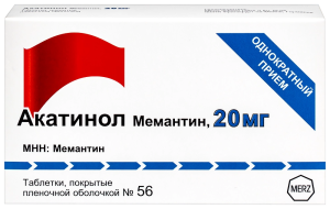 Купить: Акатинол Мемантин 20 мг 56 шт таблетки покрытые пленочной оболочкой