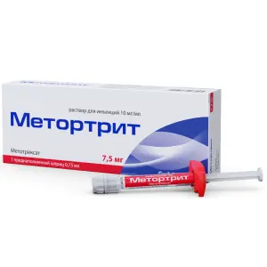 Купить Метортрит 10 мг/мл 0,75 мл 1 шт раствор для инъекций шприц с иглой
