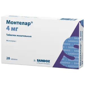 Купить Монтелар 4 мг 28 шт таблетки жевательные