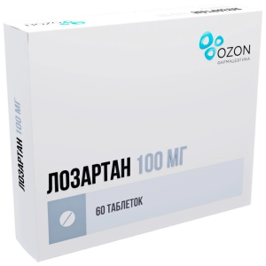 Купить: Лозартан 100 мг 60 шт таблетки покрытые пленочной оболочкой
