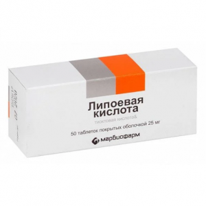 Купить: Липоевая кислота 25 мг 50 шт таблетки