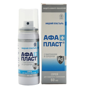 Купить: Афапласт+ 60 мл спрей жидкий пластырь с пантенолом и серебром