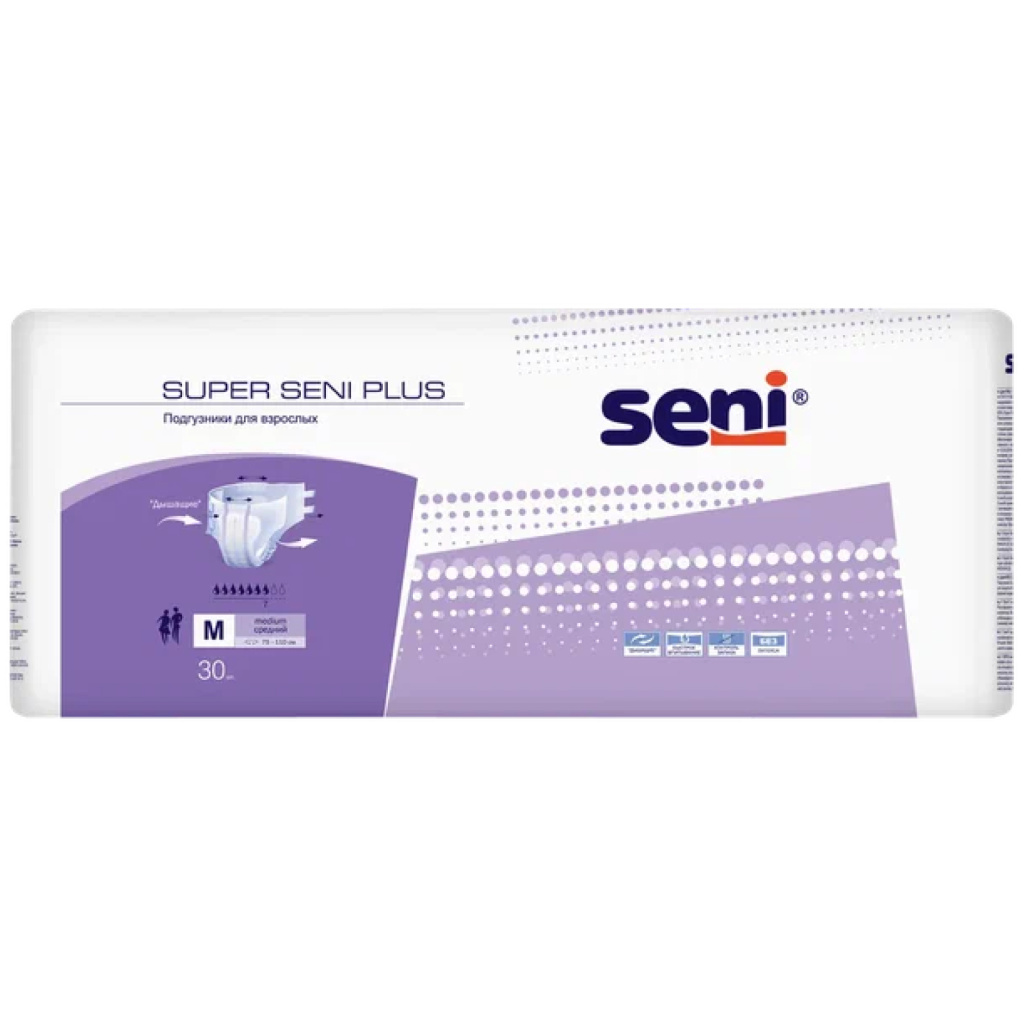 Купить Seni Super Plus подгузники 30 шт размер M 7 капель