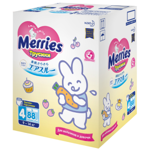 Купить: Merries 88 шт размер L 9-14 кг трусы-подгузники