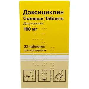 Купить Доксициклин Солюшн Таблетс 100 мг 20 шт таблетки диспергируемые