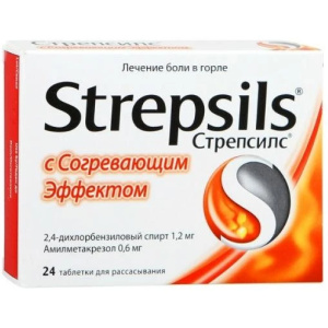 Купить: Стрепсилс 24 шт таблетки для рассасывания согревающий эффект