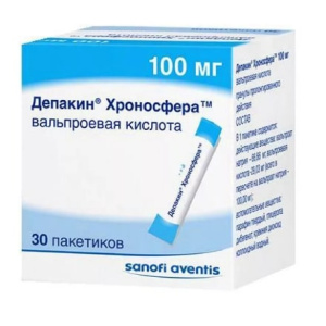 Купить: Депакин Хроносфера 100 мг 30 шт гранулы с пролонгированным высвобождением пакет