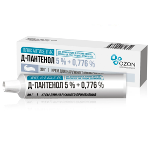 Купить: Пантенол Д Плюс Антисептик 5%+0,776% 30 г крем для наружного применения