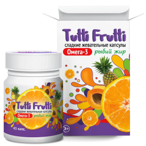 Купить: Омега-3 жевательные 500 мг 45 шт капсулы тутти-фрутти