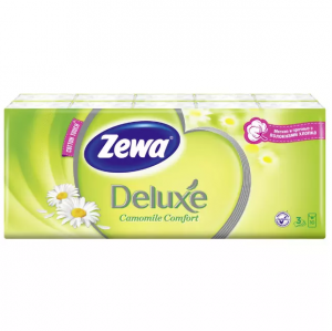 Купить: Zewa Deluxe 10 х 10 шт платочки носовые бумажные ромашка